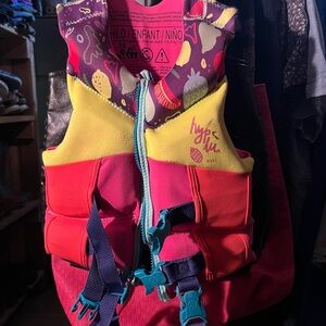 Kids One Piece Life Vest - Red pink purple and Yellow 33-55lbs